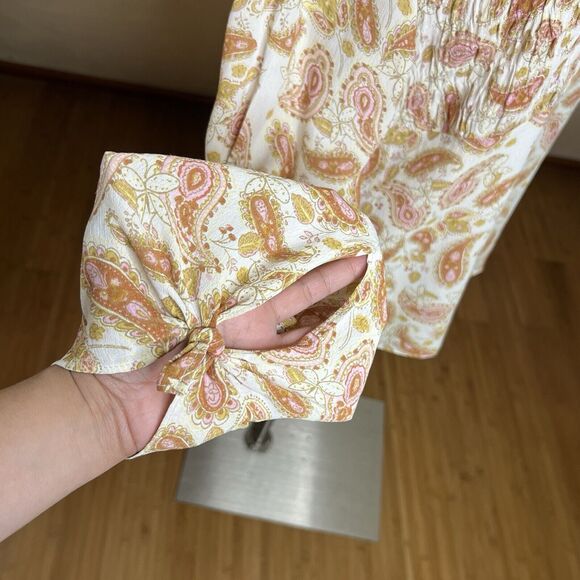 ALC At Last Classics Blouse Womens Medium Paisley Lace V Neck Tie Sleeve Y2k - Picture 5 of 9